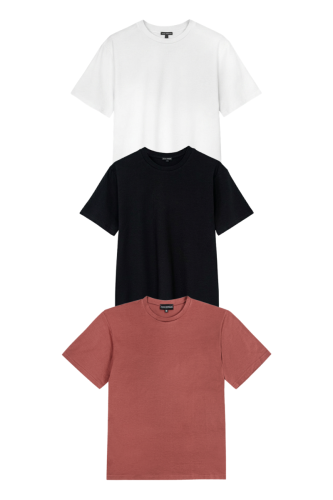 Zestaw 3x T-shirt Zack, biały, czarny, rudy - trzy kolory