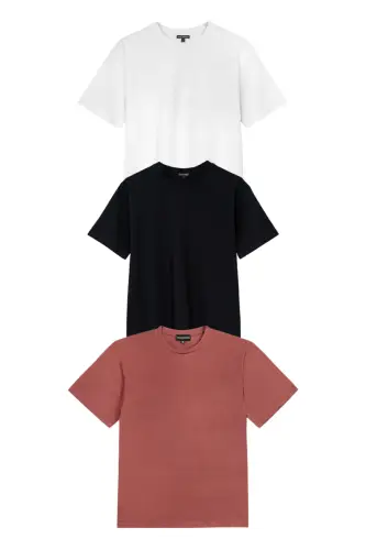 Zestaw 3x T-shirt Zack - Biały, Czarny, Rudy