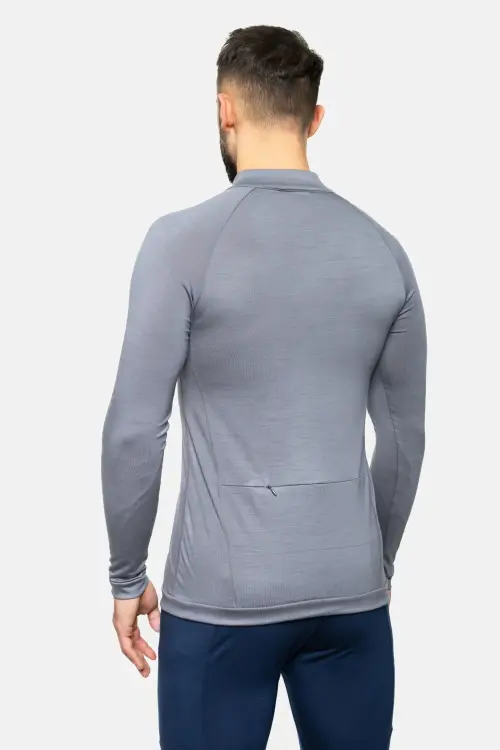 Longsleeve sportowy z wełny merino, popielaty, 195 - zdjęcie 4