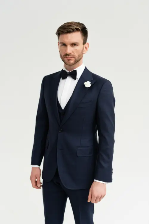 Garnitur ślubny Gatsby, granatowy, wełniany - zdjęcie 29