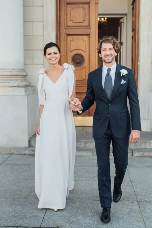 Garnitur ślubny Gatsby, granatowy, wełniany - zdjęcie 4