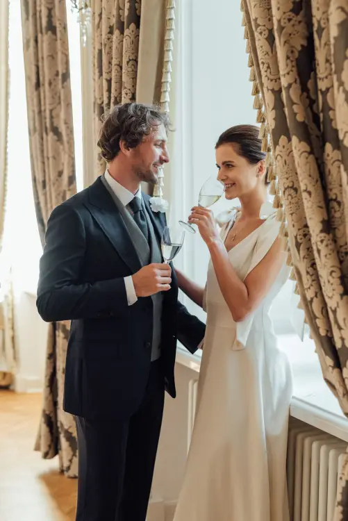 Garnitur ślubny Gatsby, granatowy, wełniany - zdjęcie 5