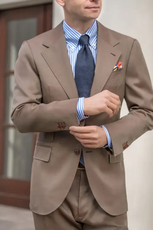 Garnitur Solaro Scabal, beżowy, wełniany - zdjęcie 5