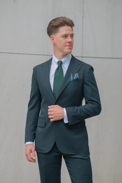 Garnitur zielony Gatsby, wełna czesankowa