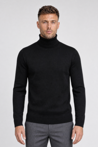 Czarny golf z wełny merino cashwool