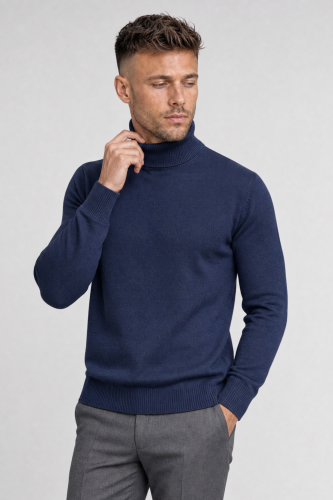 Granatowy golf z wełny merino cashwool