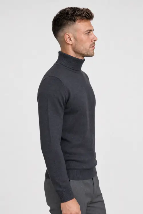 Grafitowy golf z wełny merino cashwool
