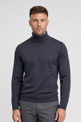 Grafitowy golf z wełny merino cashwool