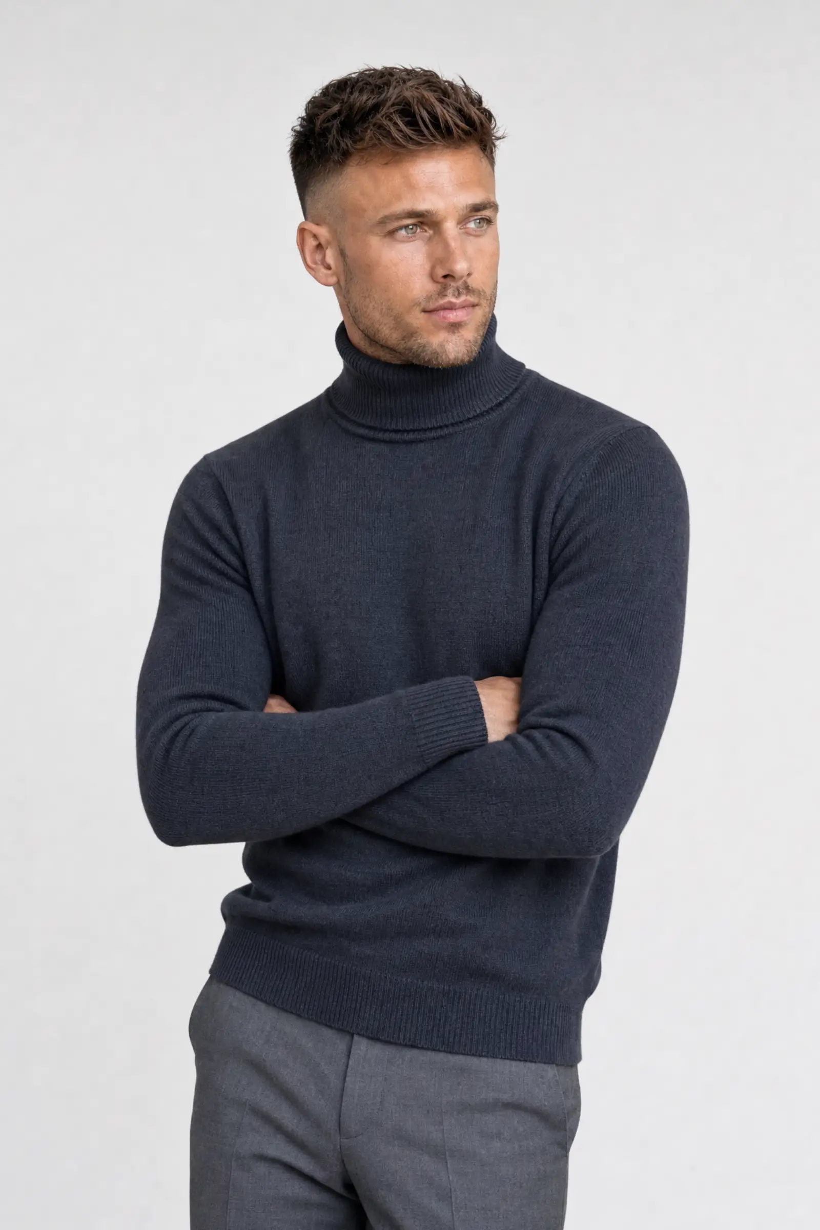 Grafitowy golf z wełny merino Cashwool – Zack Roman