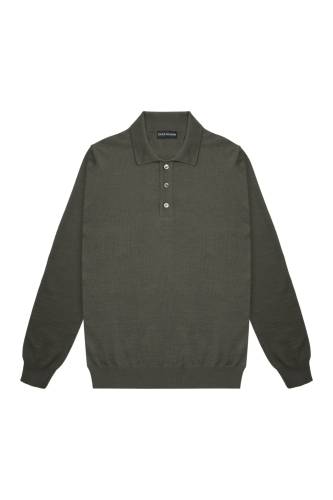 Sweter Polo wełniany, zielony