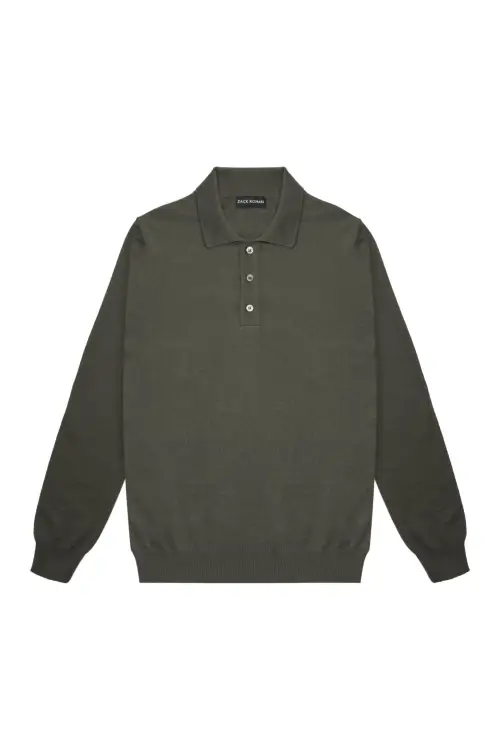 Sweter Polo wełniany, zielony