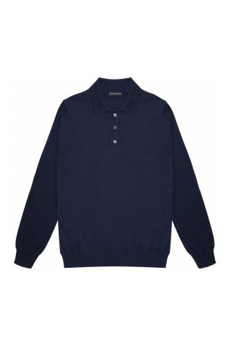 Sweter Polo wełniany, granatowy