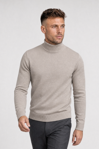 Beżowy golf z wełny merino cashwool