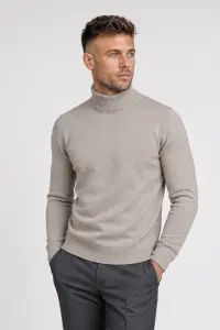 Beżowy golf z wełny merino cashwool