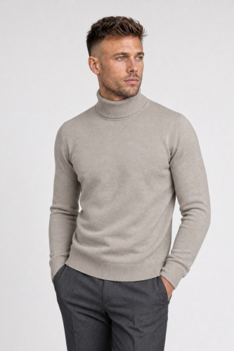 Golf Cashwool Zegna Baruffa, beżowy - na modelu