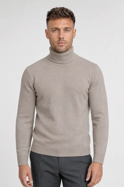 Beżowy golf z wełny merino cashwool