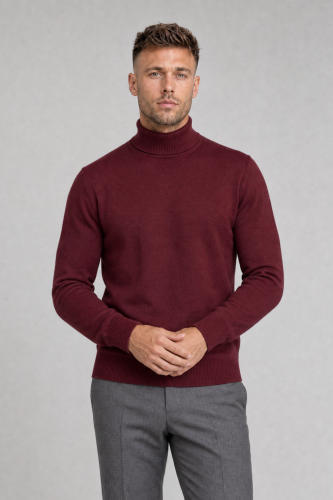 Bordowy golf z wełny merino cashwool