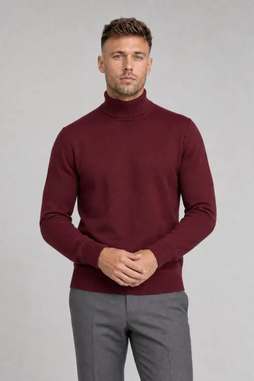 Bordowy golf z wełny merino cashwool