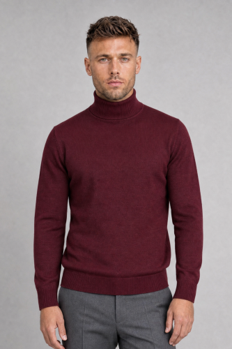 Bordowy golf z wełny merino cashwool