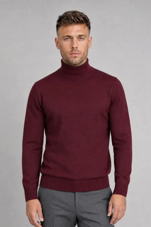 Bordowy golf z wełny merino cashwool
