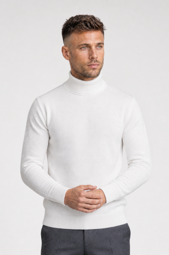 Biały golf z wełny merino cashwool