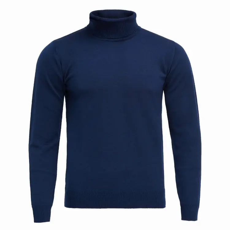 Granatowy golf z wełny merino cashwool
