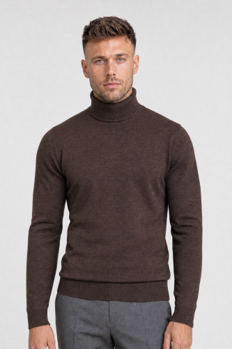 Brązowy golf z wełny merino cashwool Zack Roman