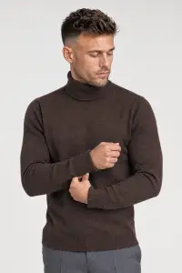 Brązowy golf z wełny merino cashwool