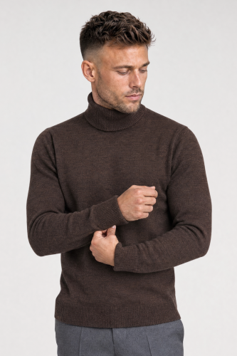 Golf Cashwool Zegna Baruffa, brązowy - na modelu