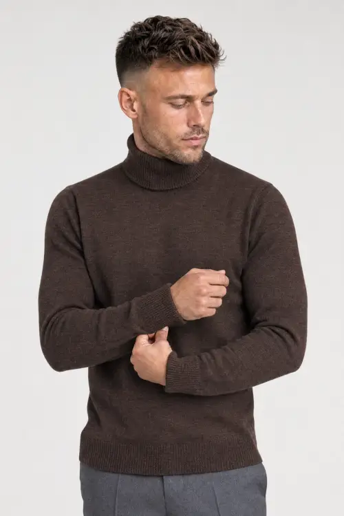 Brązowy golf z wełny merino cashwool Zack Roman