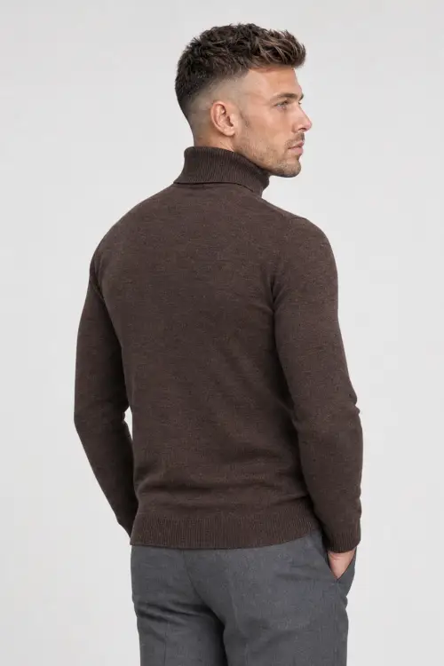Brązowy golf z wełny merino cashwool Zack Roman