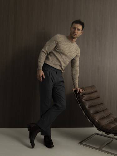 Sweter warkoczowy Cashwool Zegna Baruffa, beżowy - zdjęcie 9