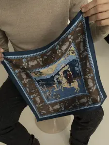 Poszetka Maharaja, brązowa, jedwabna