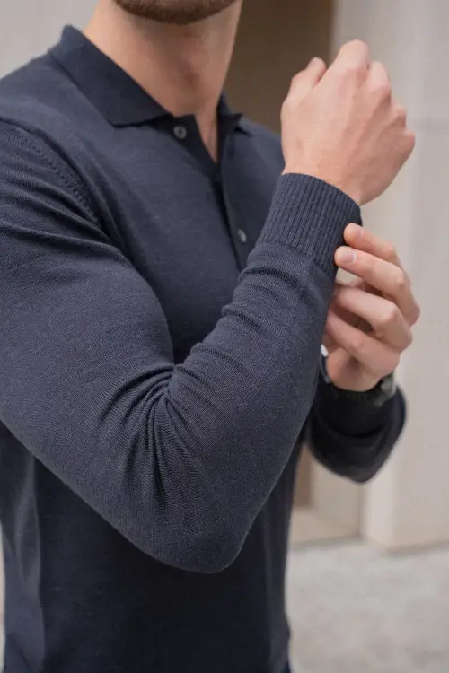 Sweter polo Cashwool Zegna Baruffa, grafitowy - zdjęcie 5