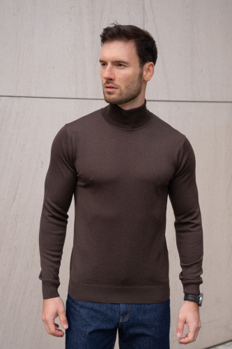 Golf Cashwool Zegna Baruffa, brązowy - na modelu, do jeansów