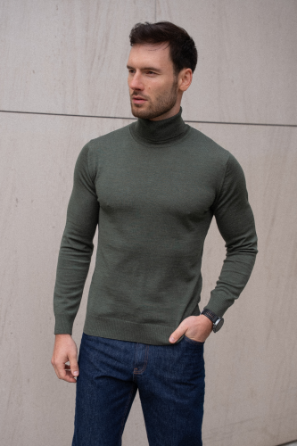 Golf Cashwool Zegna Baruffa, zielony - na modelu, do jeansów