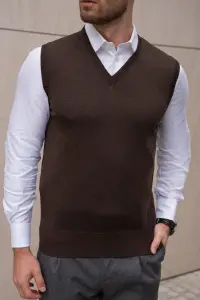 Brązowa kamizelka z wełny merino cashwool