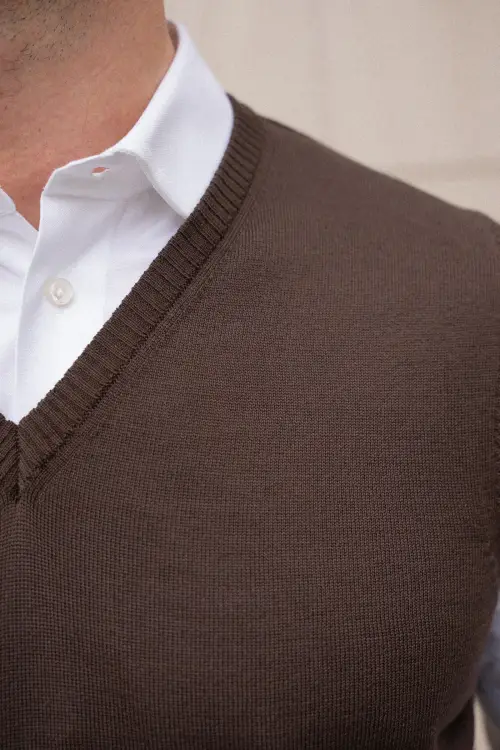 Brązowa kamizelka z wełny merino cashwool