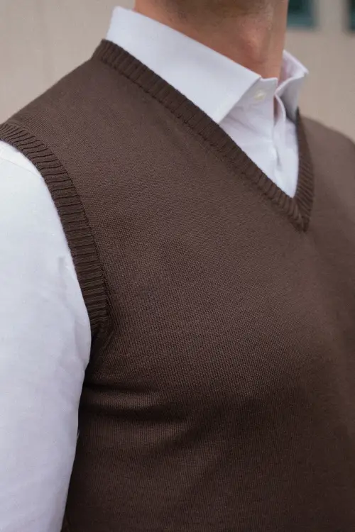 Brązowa kamizelka z wełny merino cashwool