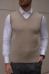 Beżowa kamizelka z wełny merino cashwool