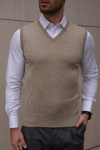 Beżowa kamizelka z wełny merino cashwool