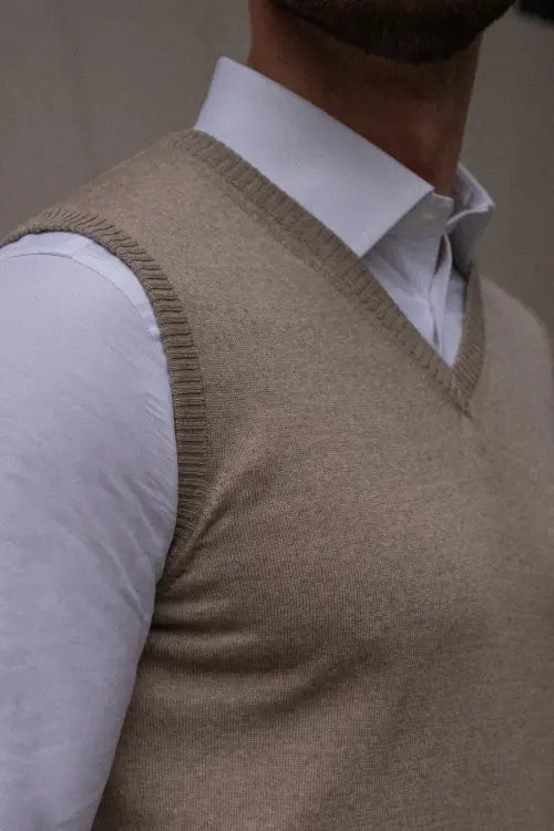 Beżowa kamizelka z wełny merino cashwool