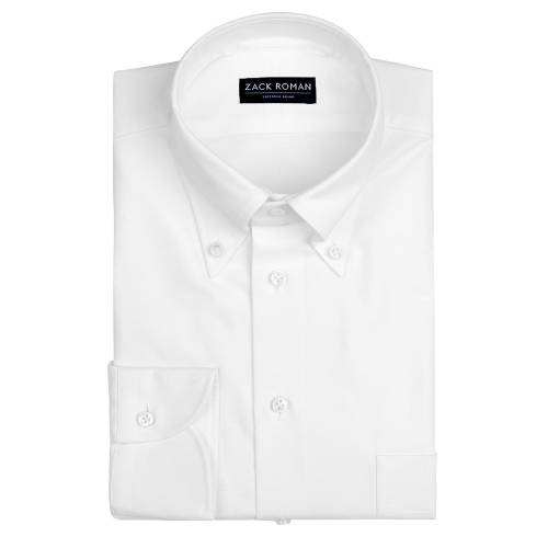 Koszula OCBD biała preppy organiczna bawełna - Zack Roman