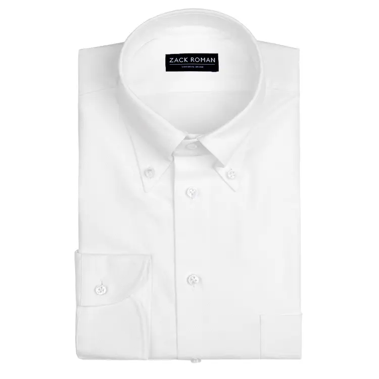 Koszula OCBD biała preppy organiczna bawełna - Zack Roman