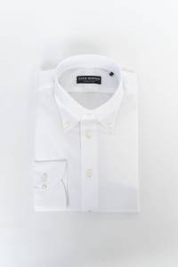 Biała koszula Chambray z bawełny i lnu