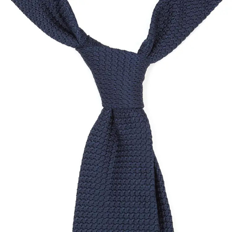 Krawat z grenadyny garza grossa, navy blue - zdjęcie 2
