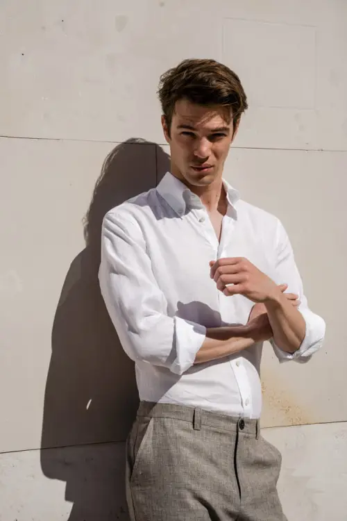 Koszula button down biała lniana - Zack Roman