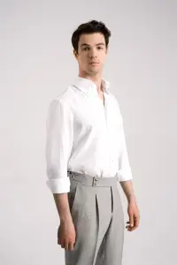 Koszula button down biała lniana - Zack Roman