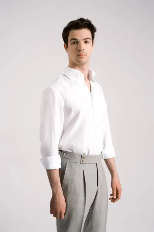Koszula button down biała lniana - Zack Roman