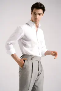 Koszula button down biała lniana - Zack Roman
